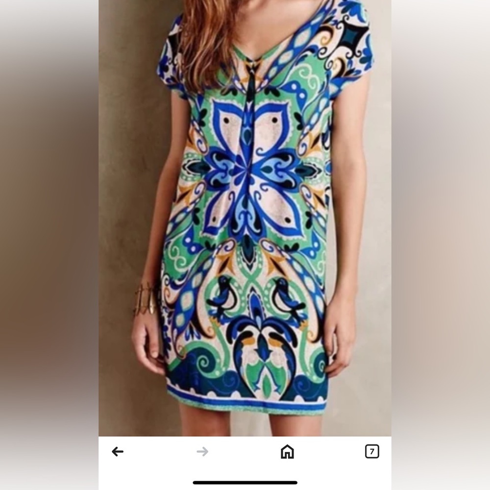Maeve Elegant Multicolor Patterned Dress printed shift dress size medium​